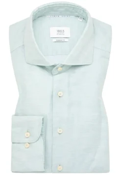 ETERNA Hemden|Big Boys*Linen Shirt Twill Langarm Türkis