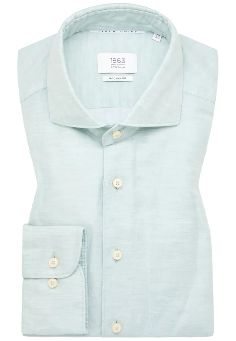 ETERNA Hemden|Big Boys*Linen Shirt Twill Langarm Türkis