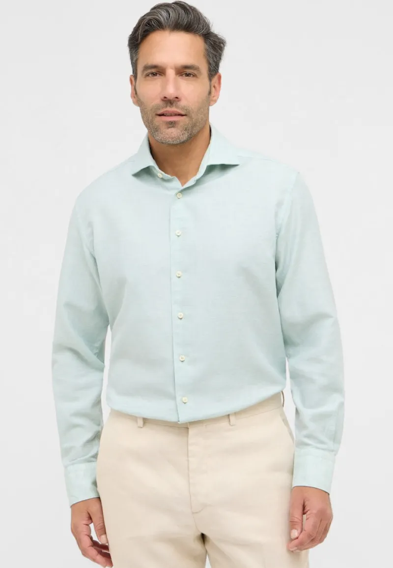ETERNA Hemden|Big Boys*Linen Shirt Twill Langarm Türkis