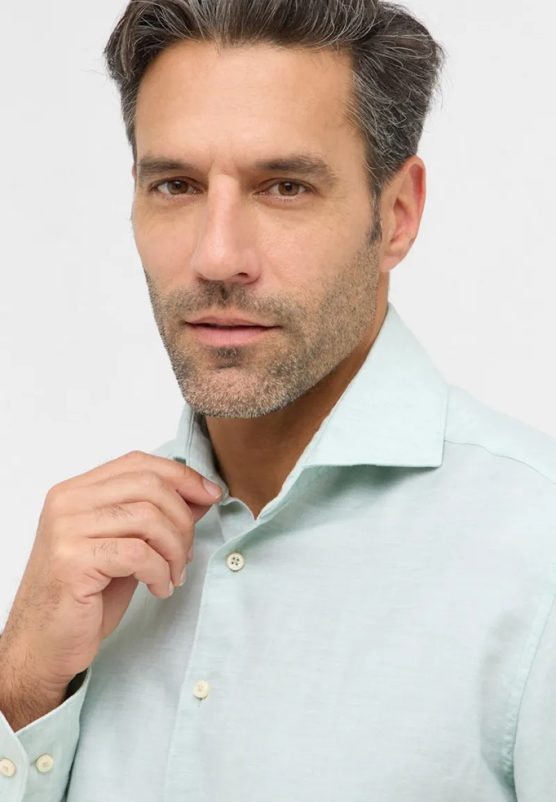 ETERNA Hemden|Big Boys*Linen Shirt Twill Langarm Türkis