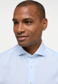 ETERNA Hemden|Big Boys*Linen Shirt Twill Langarm himmelblau