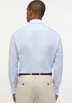 ETERNA Hemden|Big Boys*Linen Shirt Twill Langarm himmelblau