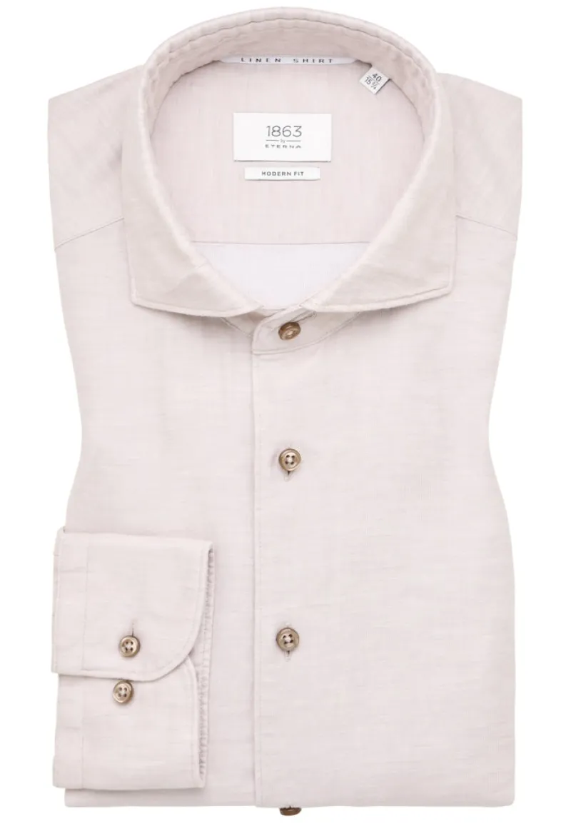 ETERNA Hemden|Big Boys*Linen Shirt Twill Langarm sand