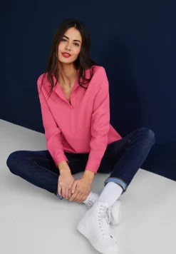 Street One Blusen*Longbluse mit Hemdkragen berry rose
