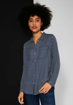 Street One Blusen*Longbluse mit Streifenmuster grey blue