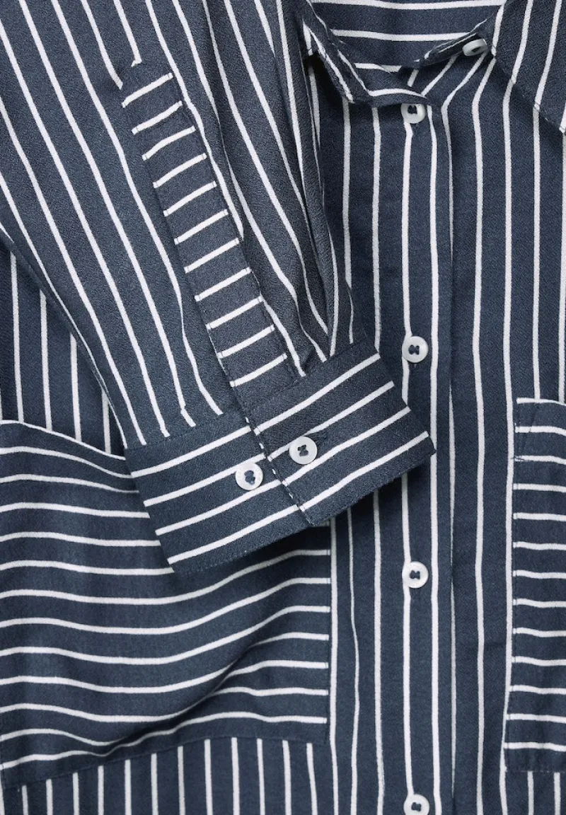 Street One Blusen*Longbluse mit Streifenmuster grey blue