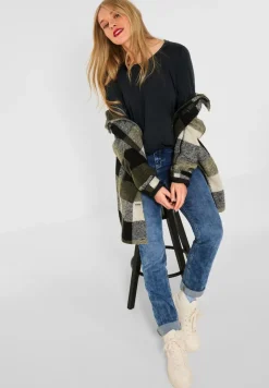 Street One Shirts*Longshirt in Seidenoptik Black