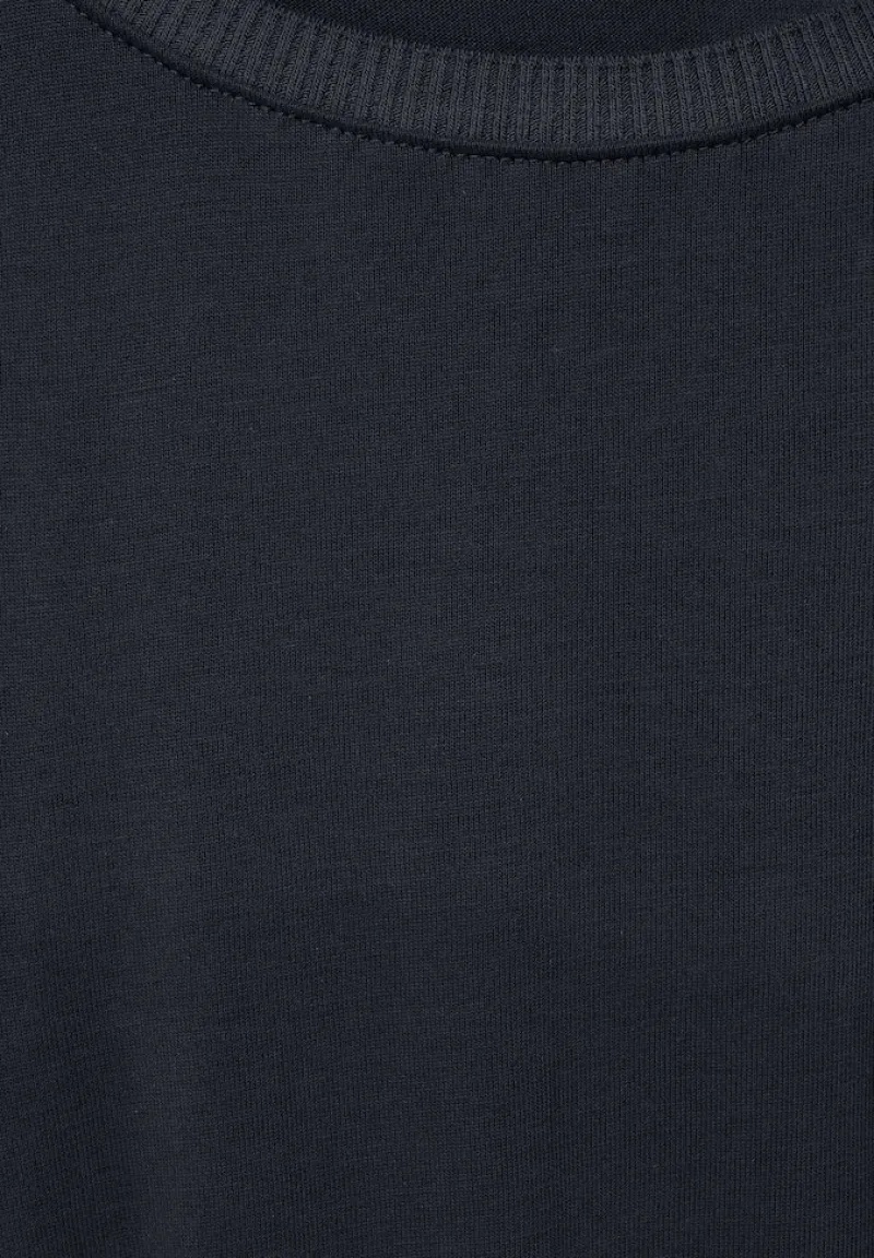 Street One Shirts*Longshirt in Seidenoptik Black