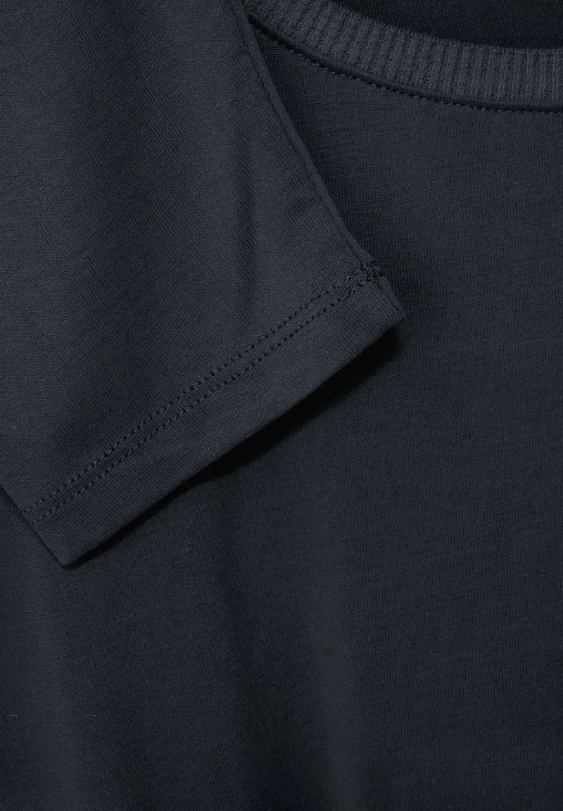 Street One Shirts*Longshirt in Seidenoptik Black