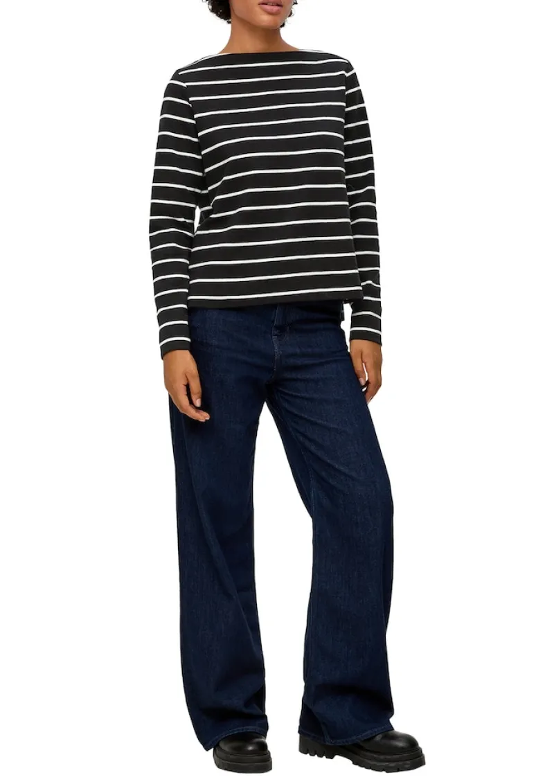 s.Oliver Pullover & Sweatshirts*Longsleeve aus Baumwollstretch Schwarz