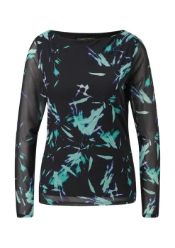 Comma Shirts*Longsleeve aus Mesh Schwarz