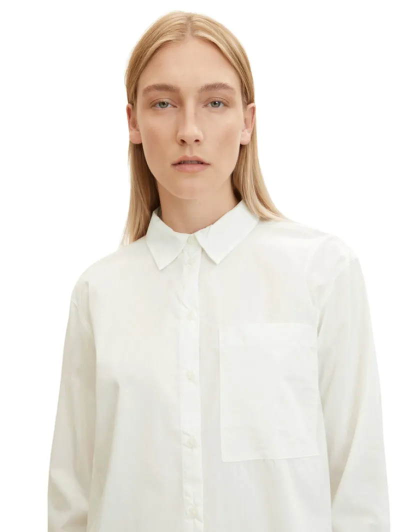 Tom Tailor Blusen*Loose Fit Bluse mit Brusttasche whisper white