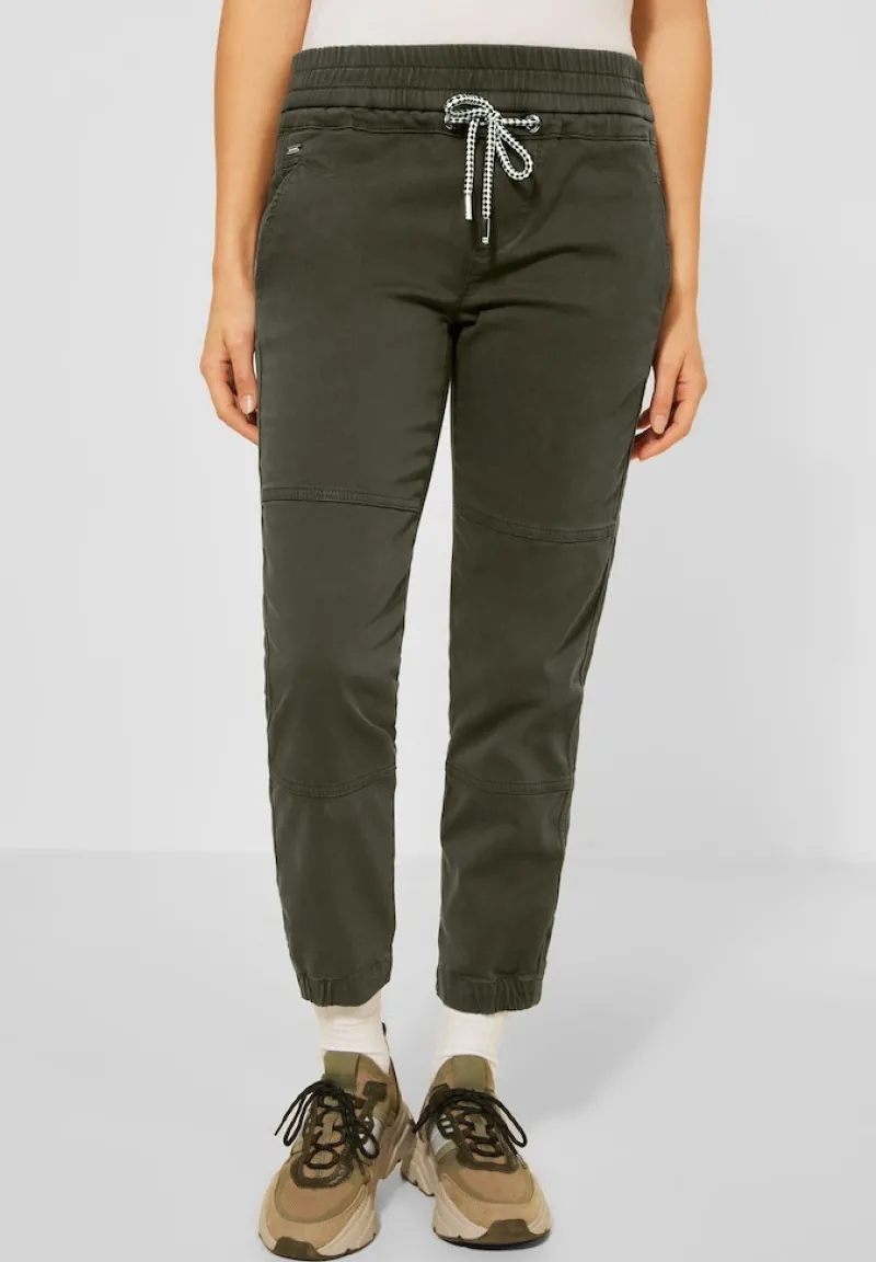 Street One Hosen*Loose Fit im Materialmix bassy olive