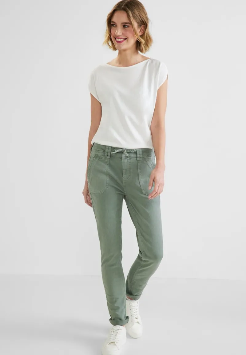 Street One Hosen*Loose Fit Jeans light soft olive washed