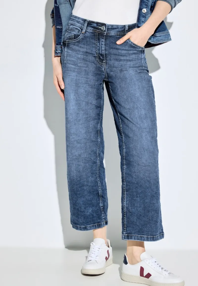 Cecil Shorts*Loose Fit Jeans mid blue wash