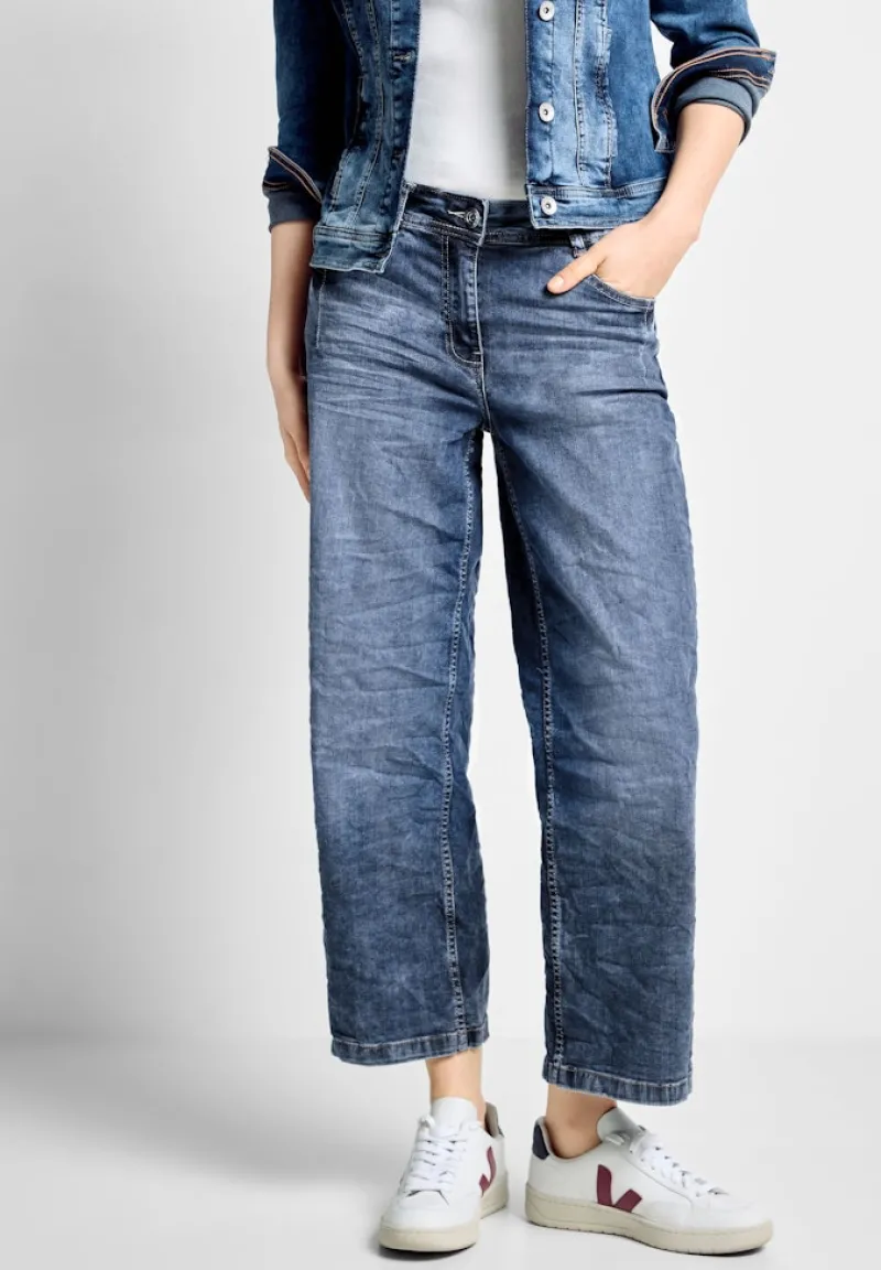 Cecil Shorts*Loose Fit Jeans mid blue wash