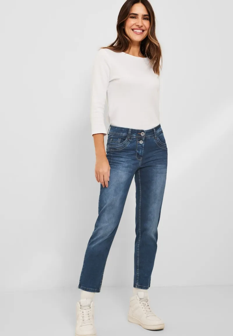 Cecil Shorts*Loose Fit Jeans mid blue used wash