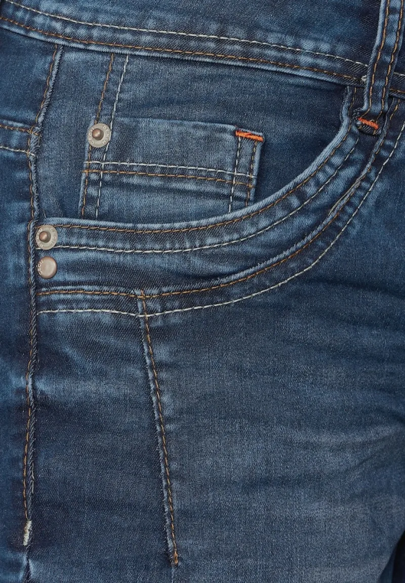 Cecil Shorts*Loose Fit Jeans mid blue used wash