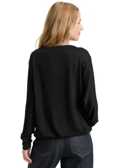 Tom Tailor Shirts*Loose Fit Langarmshirt mit Glitzer-Effekt deep black