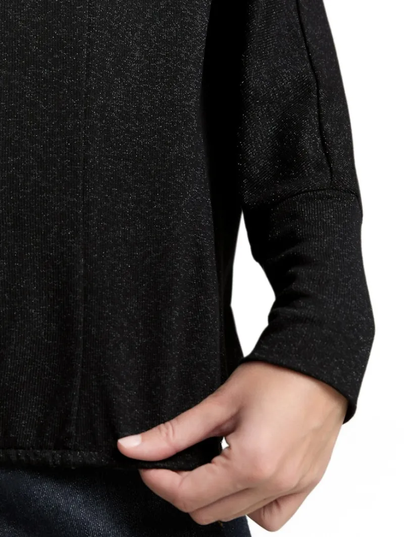 Tom Tailor Shirts*Loose Fit Langarmshirt mit Glitzer-Effekt deep black