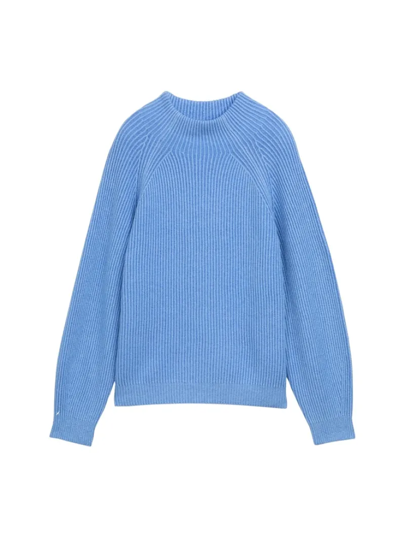 Tom Tailor Pullover & Sweatshirts*Loose Fit Strickpullover mit Stehkragen light blue knit structure
