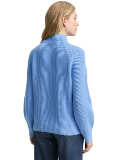 Tom Tailor Pullover & Sweatshirts*Loose Fit Strickpullover mit Stehkragen light blue knit structure