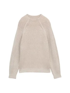 Tom Tailor Pullover & Sweatshirts*Loose Fit Strickpullover mit Stehkragen soft taupe rib structure