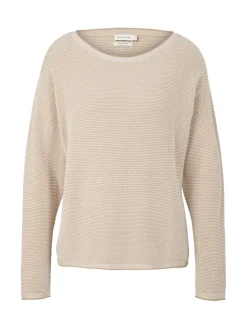 Tom Tailor Pullover & Sweatshirts*Loose Fit Strickpullover aus Bio-Baumwolle beige bubble structure