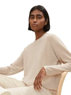 Tom Tailor Pullover & Sweatshirts*Loose Fit Strickpullover aus Bio-Baumwolle beige bubble structure