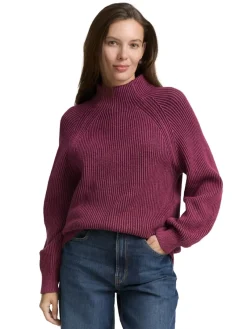 Tom Tailor Pullover & Sweatshirts*Loose Fit Strickpullover mit Stehkragen red rib structure