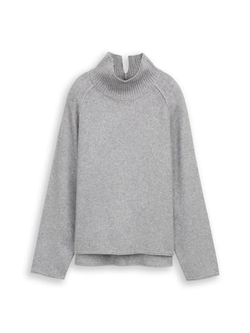Tom Tailor Pullover & Sweatshirts*Loose Fit Strickpullover mit Stehkragen medium silver grey melange