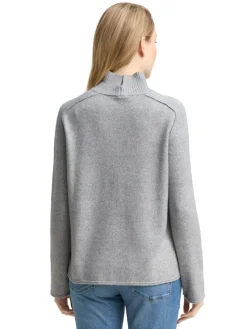 Tom Tailor Pullover & Sweatshirts*Loose Fit Strickpullover mit Stehkragen medium silver grey melange