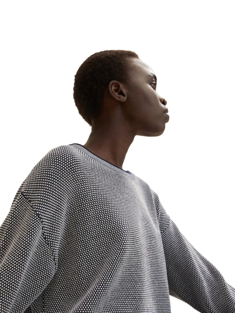 Tom Tailor Pullover & Sweatshirts*Loose Fit Strickpullover aus Bio-Baumwolle navy bubble structure