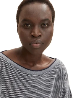 Tom Tailor Pullover & Sweatshirts*Loose Fit Strickpullover aus Bio-Baumwolle navy bubble structure