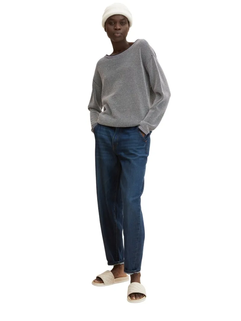 Tom Tailor Pullover & Sweatshirts*Loose Fit Strickpullover aus Bio-Baumwolle navy bubble structure