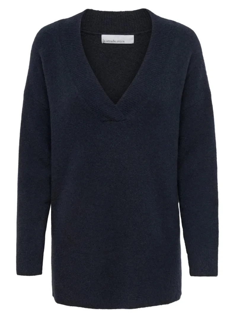 La Strada Unica Pullover & Sweatshirts*LSUKAYLA WOOL L/S V-NECK PULLOVER KNT Night Sky
