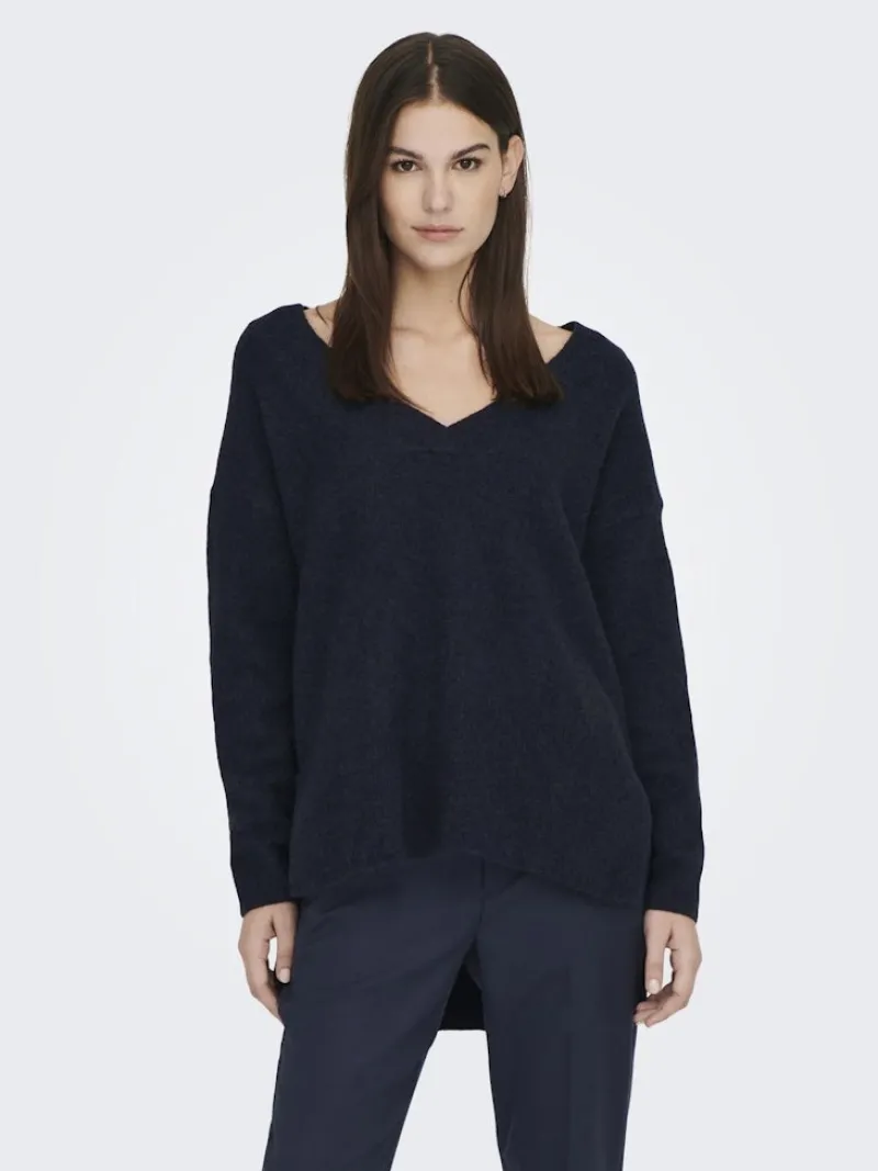 La Strada Unica Pullover & Sweatshirts*LSUKAYLA WOOL L/S V-NECK PULLOVER KNT Night Sky