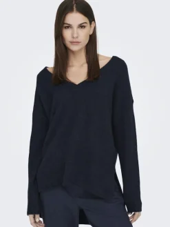 La Strada Unica Pullover & Sweatshirts*LSUKAYLA WOOL L/S V-NECK PULLOVER KNT Night Sky