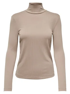 La Strada Unica Shirts*LSUPRIMO TENCEL L/S HIGHNECK TOP JRS Natural