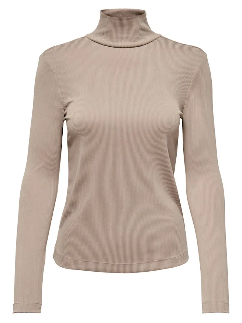 La Strada Unica Shirts*LSUPRIMO TENCEL L/S HIGHNECK TOP JRS Natural