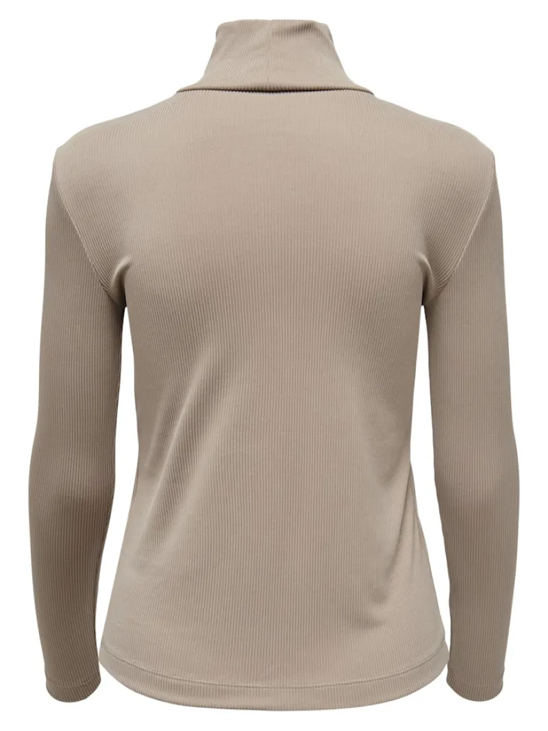 La Strada Unica Shirts*LSUPRIMO TENCEL L/S HIGHNECK TOP JRS Natural