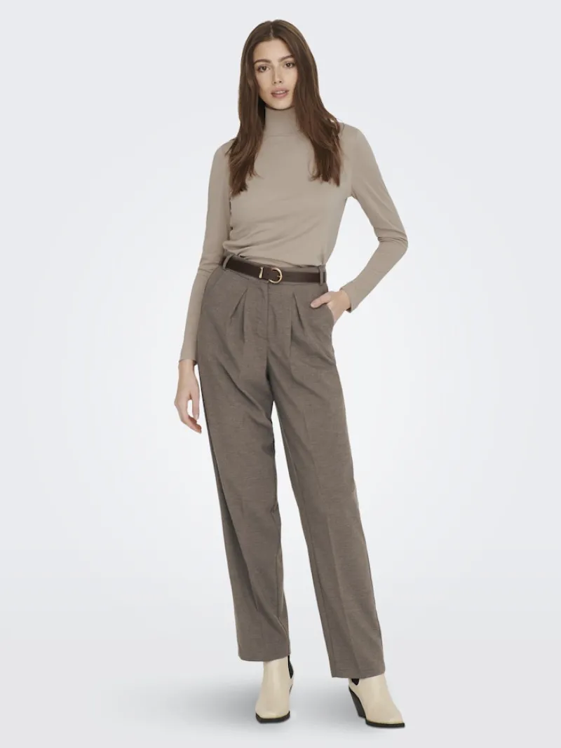 La Strada Unica Shirts*LSUPRIMO TENCEL L/S HIGHNECK TOP JRS Natural