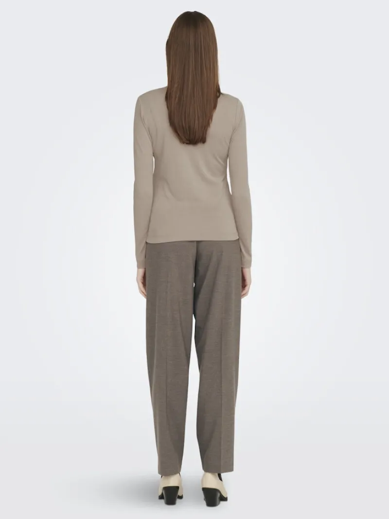 La Strada Unica Shirts*LSUPRIMO TENCEL L/S HIGHNECK TOP JRS Natural