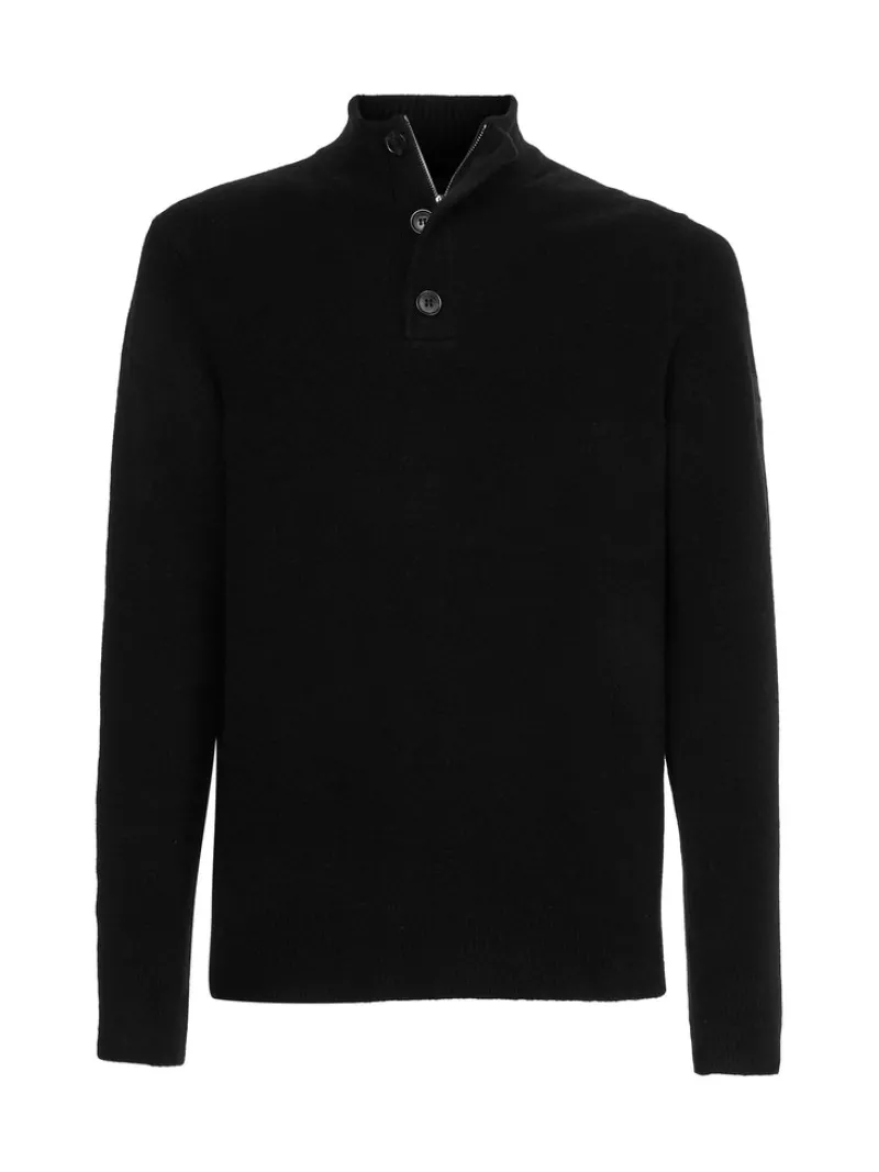 Calvin Klein Pullover & Sweatshirts*LYCRA BLEND BUTTON QUARTER ZIP ck black