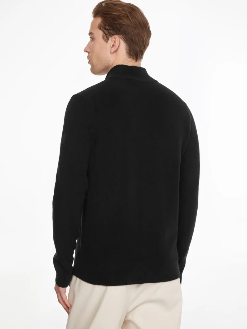 Calvin Klein Pullover & Sweatshirts*LYCRA BLEND BUTTON QUARTER ZIP ck black