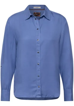 Cecil Blusen*Lyocell Bluse in Unifarbe forever blue