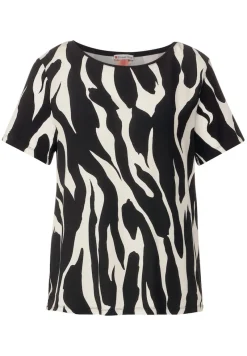 Street One Shirts*Materialmix T-Shirt Black