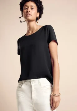 Street One Shirts*Materialmix-T-Shirt Black
