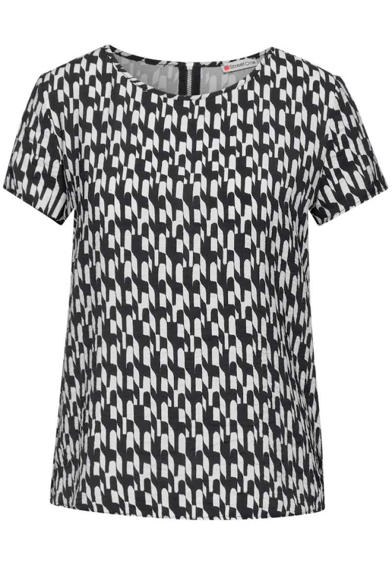 Street One Shirts*Materialmix-T-Shirt Black