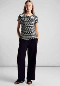 Street One Shirts*Materialmix-T-Shirt Black